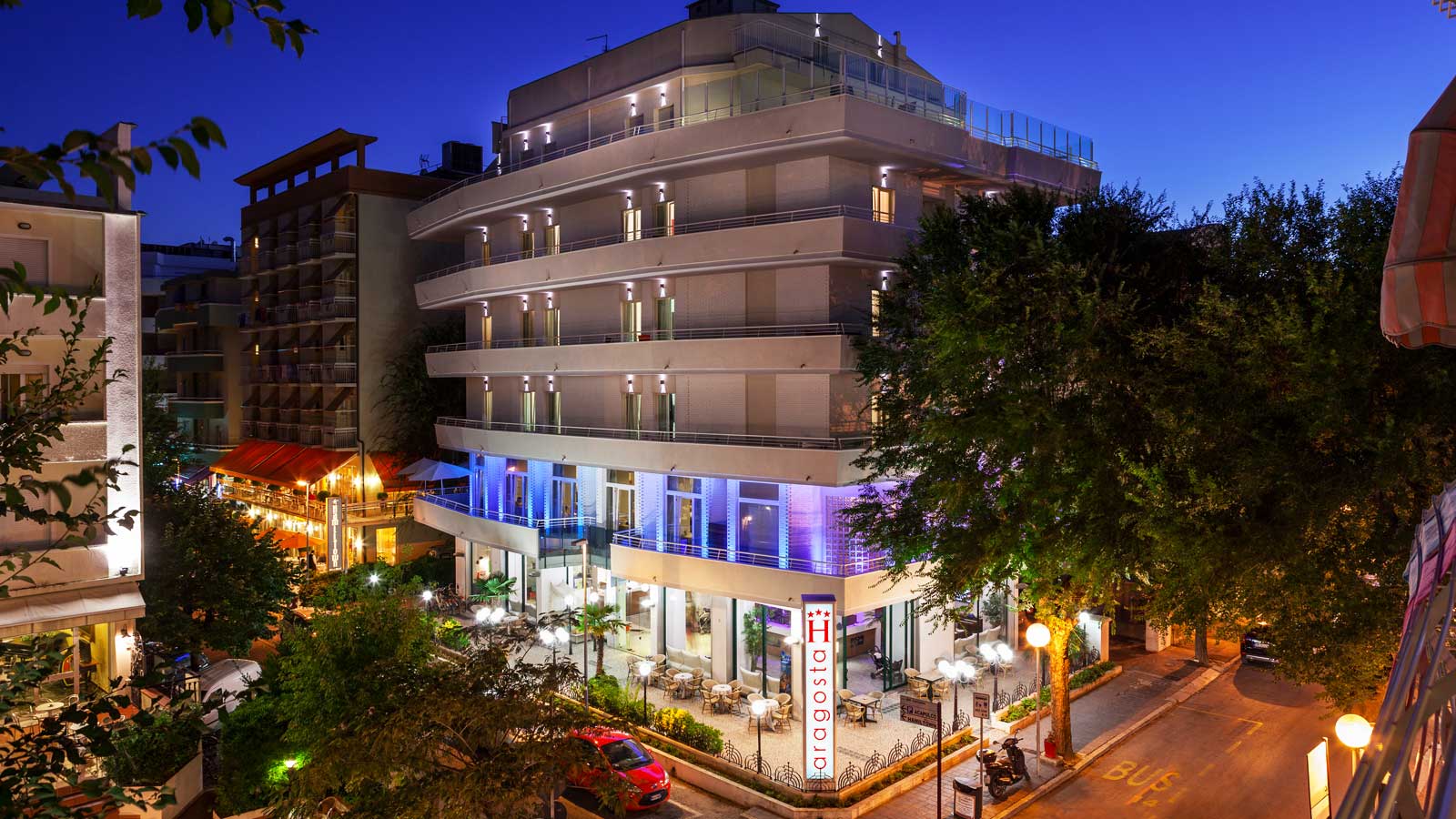 Panoramic view of the Hotel Aragosta in Cattolica