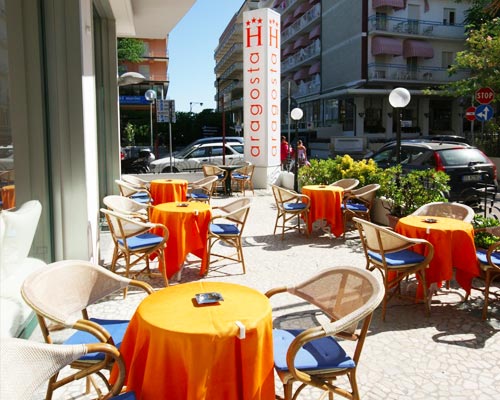 Tables outside the hotel