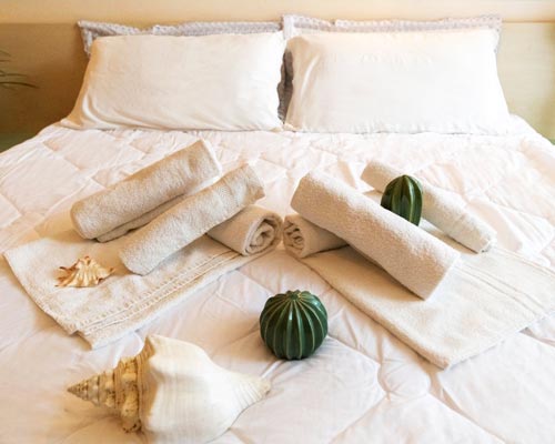 Towels on the bed
