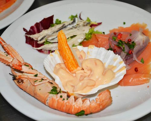Antipasto di pesce al Villa Pozzi